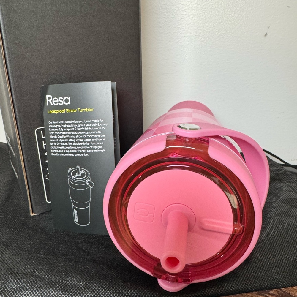 BrüMate RESA 35oz Straw Tumbler – Limited Edition Pink Checkered - Picture 2 of 3